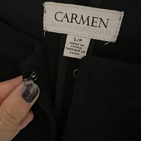 Carmen Marc Valvo Black Faux Suede Jacket Blazer Women’s Size Small EUC - Picture 8 of 8